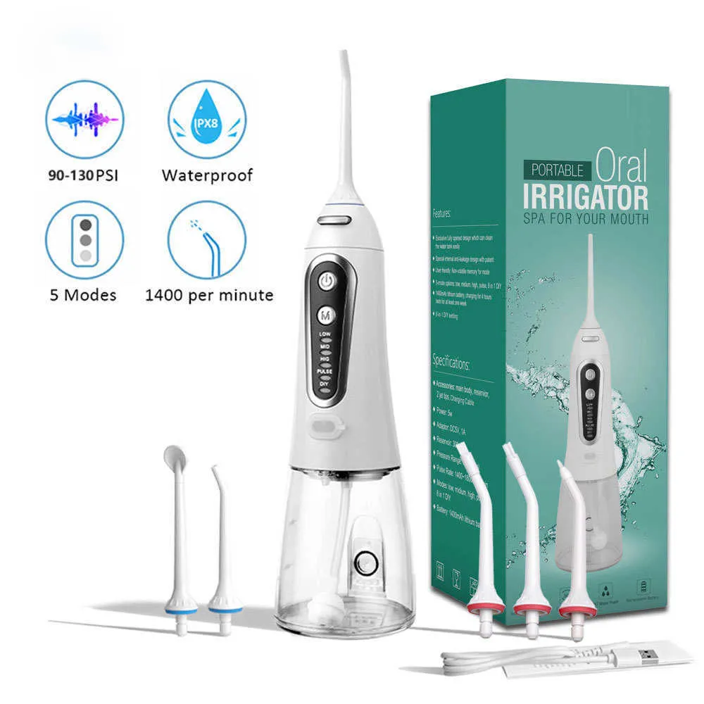 Oral Irrigators Andra hygienresor Irrigator Mouth Water Flosser Professional Dental Pick For Teeth 6 Nozles Cleaning Tool IPX8 Proof 221215