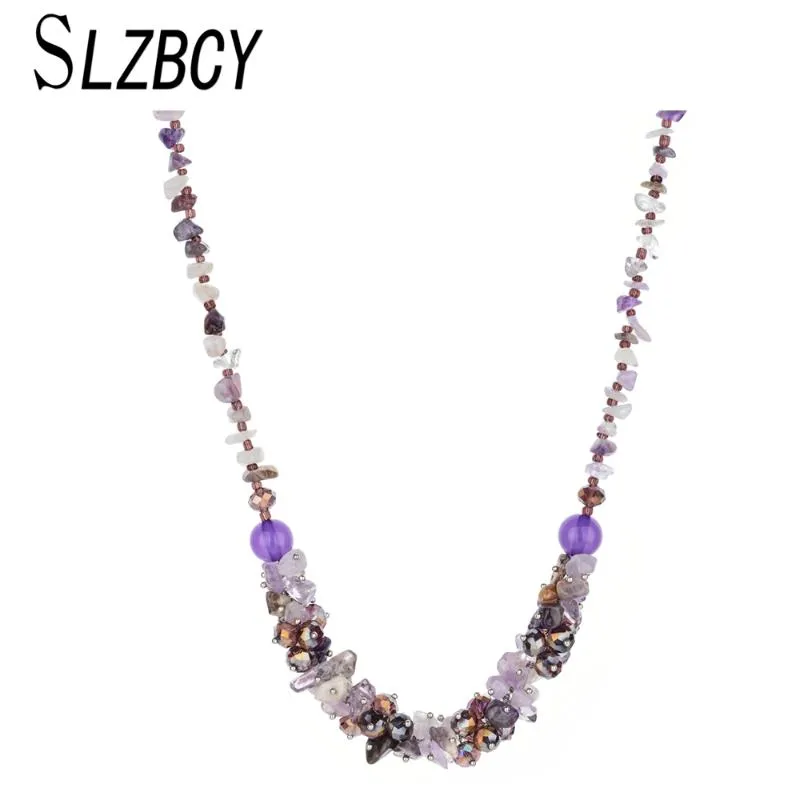 Chains Ethnic Irregular Natural Stone Beads Long Chain Necklace For Women Crystal Multicolour Choker Necklaces Female Fashion Jewelry
