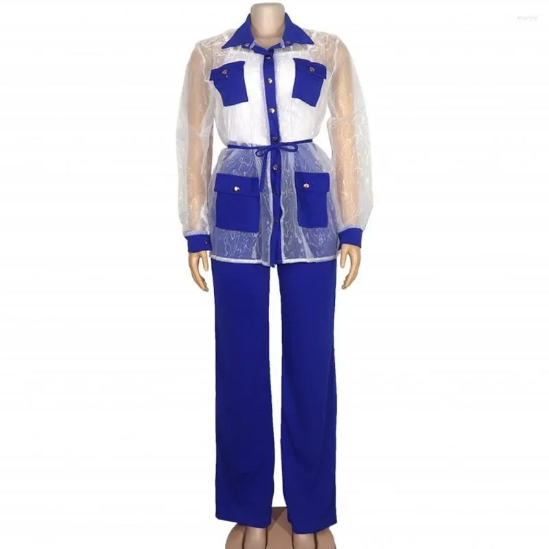 Pantaloni da donna a due pezzi camicia a maniche lunghe Tre primaverili di colori solidi Casual Africano Giallo Giallo Giallo Slione 2023