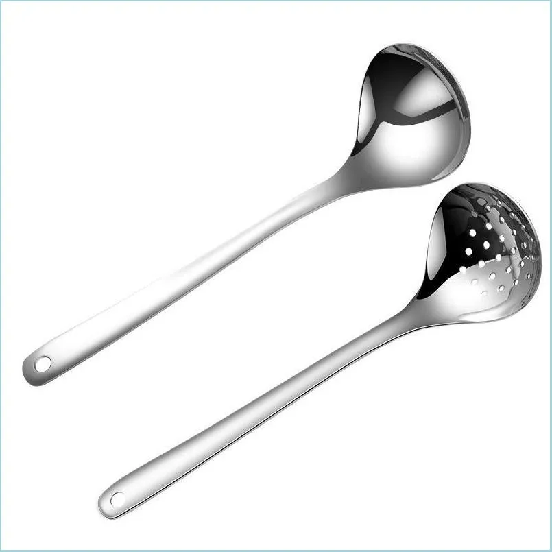 Utensili da cucina 304 Cucchiaio in acciaio inossidabile Colapasta Allungato Ispessito Pentola leggera Scarico a parete Cucchiai Utensili Drop Delivery Giardino domestico Dhtgk