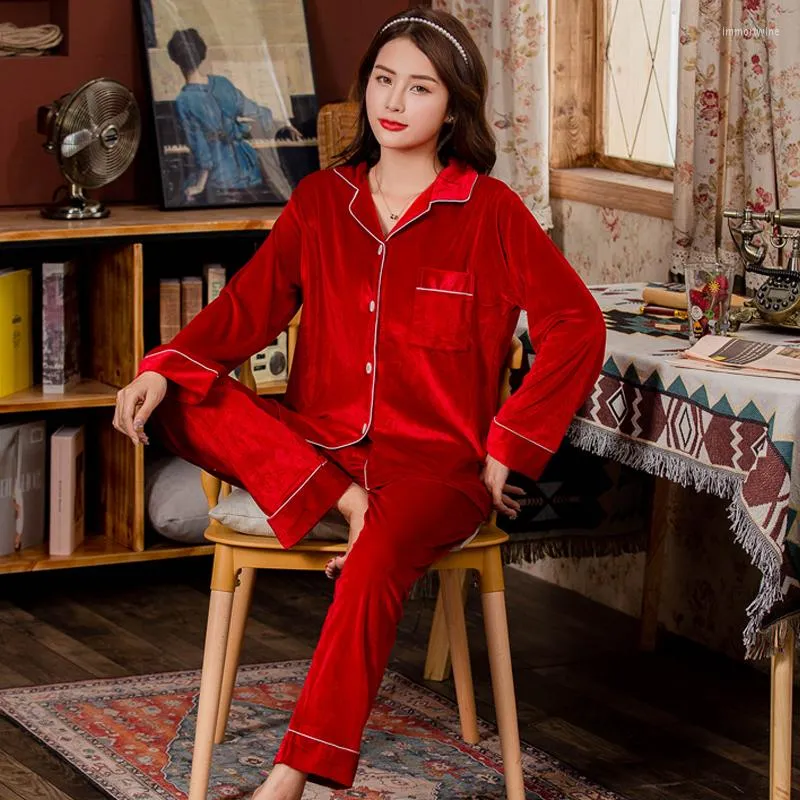 Women's Sleepwear 5XL Large Velvet Women Pajama Set Wholesale Clothing Pajamas Sleep Wear Long Sleeve Nightwear 100KG Pjs Lounge Pyjamas