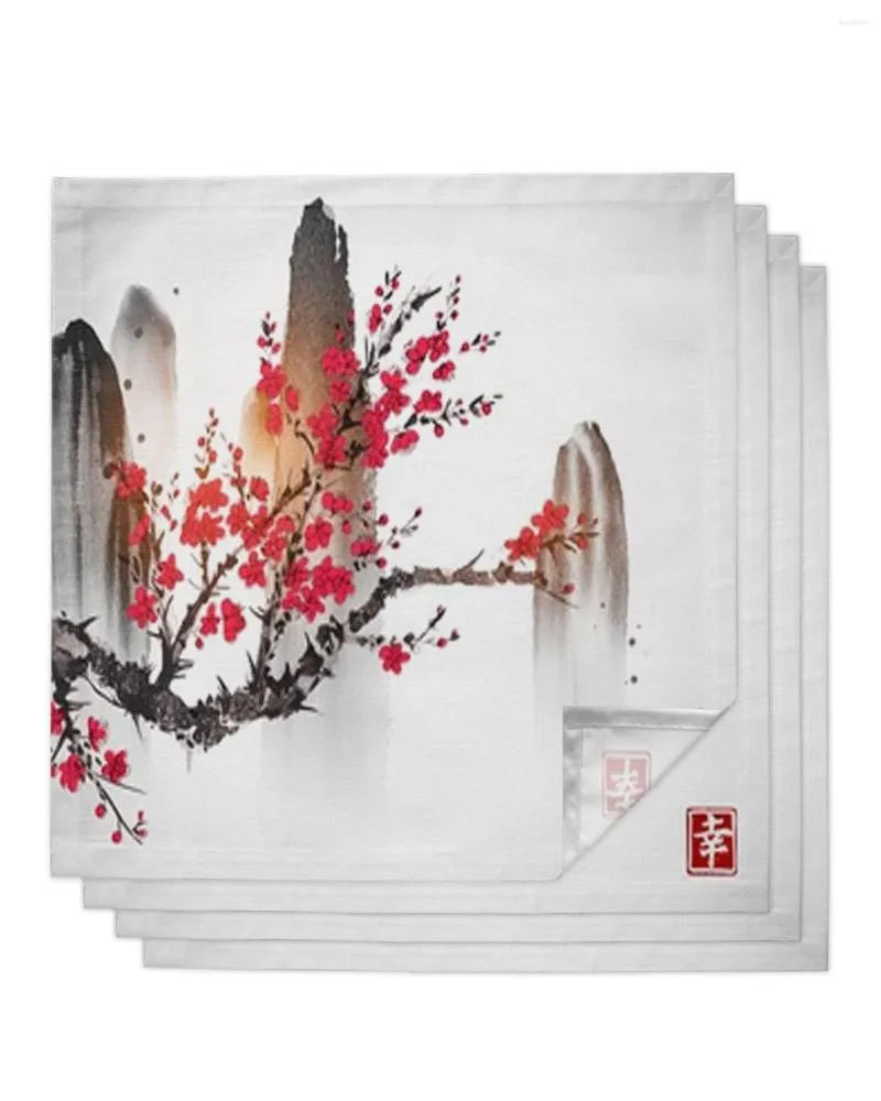 Table Napkin Cherry Sakura Tree Branch In Blossom Square Napkins For Party Wedding Decor Tea Towel Soft Kitchen Dinner