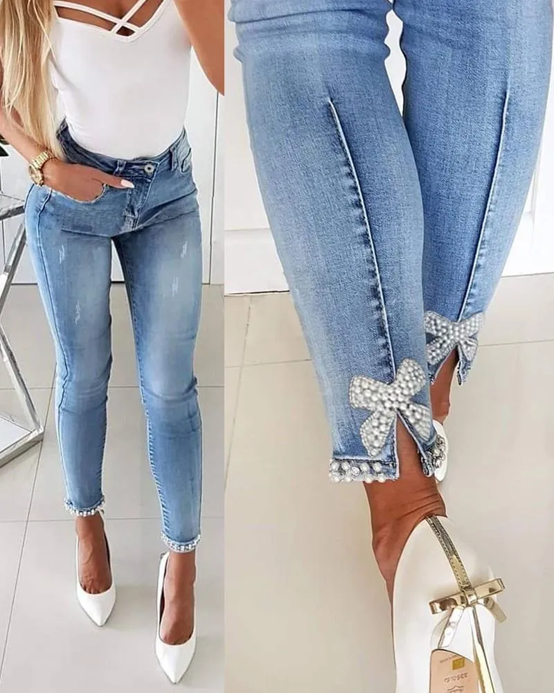 Women's Jeans Sexy Skinny Pants Autumn Fashion High Waist Retro Blue Pencil Strech for Women 230111