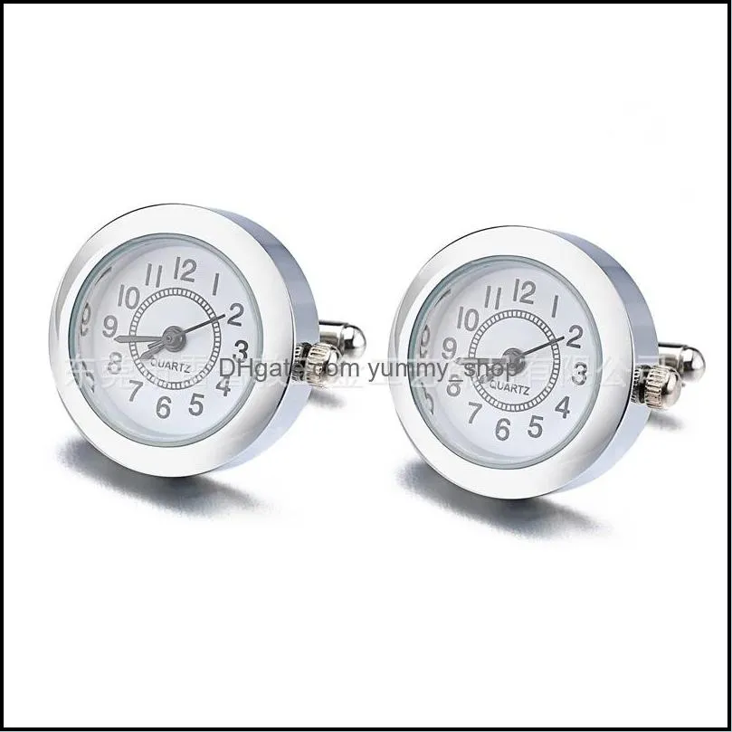 Cuff Links Functional Watch Cufflinks For Mens Round Real Clock With Battery Digital Cufflink Cuffs Relojes Gemelos Drop Delivery Je Dhysa