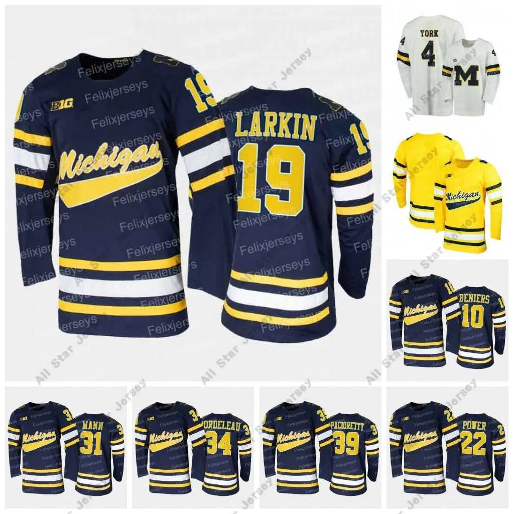 Hockey jerseys 2021 Michigan Wolverines Max Pacioretty College NCAA hockey jersey Dylan Larkin Matty Beniers Owen Power Cam York Strauss Mann Thomas