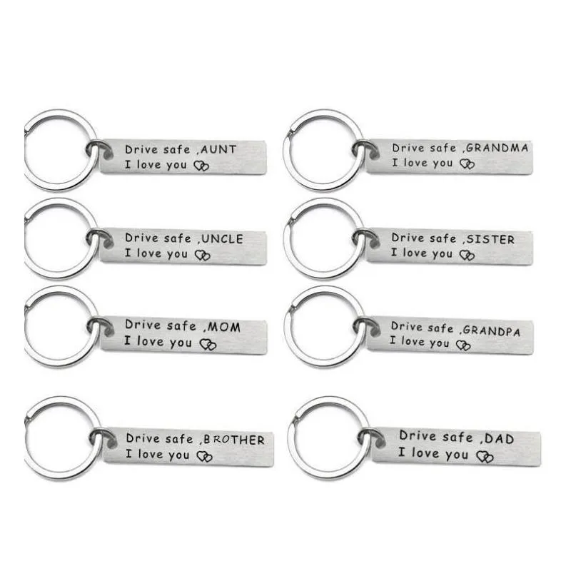 مفاتيح مفاتيح Lanyards Drive Drive Safe Car Key Chain New Style Stainless Steel -keychain keychain repret drop accessosities dhgqz