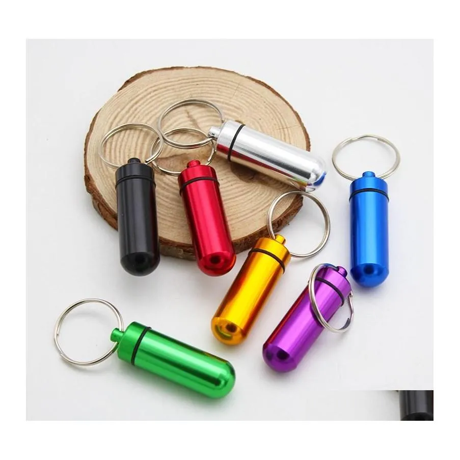 Autre Organisation De Stockage À La Maison Étanche En Aluminium Porte-clés Médicament Pilulier Portable Mini Voyage Pilules Boîtes Médecine Vitamine Otmn7