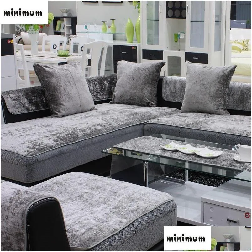 Stuhlhussen Europäischer Stil Four Seasons Sofa ER Rutschfestes Leder Allgemeines Plüschhandtuch Modern Sliper Drop Delivery Home Garden Textil Dhhzp