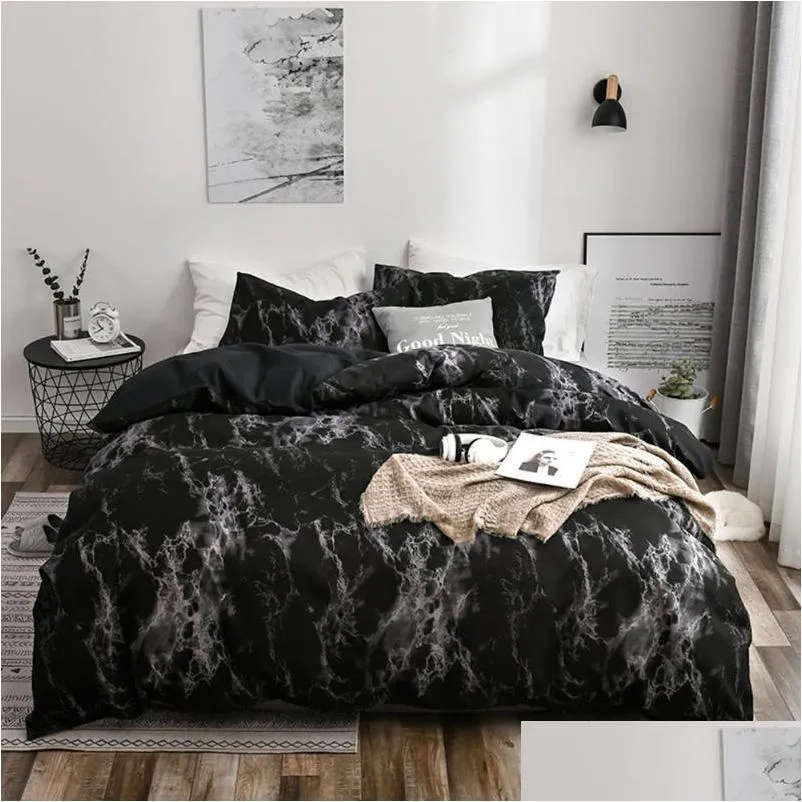 Set di biancheria da letto Set di stampa in marmo moderno Federa Piumino Er Singolo Doppio Queen King 220X240 Dimensioni Biancheria da letto Trapunta Nessun lenzuolo Drop De Dhza7