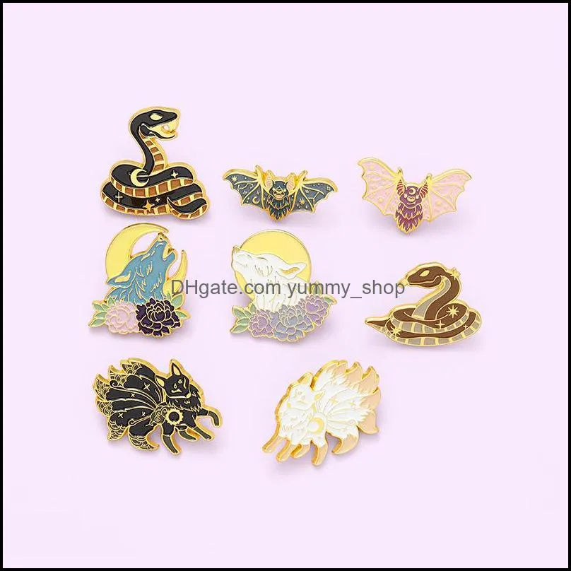 Pins Brooches Enamel Pin For Women Fashion Dress Coat Demin Metal Funny Brooch Pins Badges Promotion Gift New Design Wolf Snake Ani Dhii4