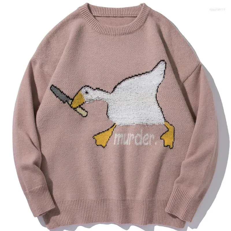 Pankys masculins HARAJUKU VINTAGE CARTOON MOTEL TRICHET FUTUR FAT DUCK PULATION HOMMES MEN AUTOMNE HIVER HIP HOP PAULLER UNISEUX UNISE