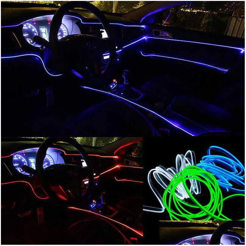 Autre Auto Electronics 3 / 5M El Cold Line Flexible Car Lights 12V Led Neon Wire Lamps On Light Strip Décoration intérieure Drop Deliver Dhaer