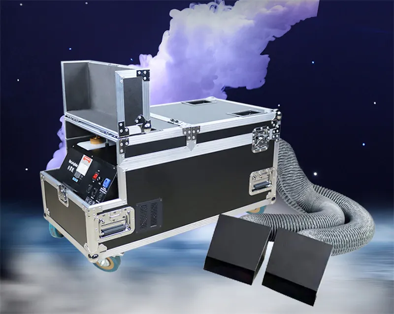 2000-W-Wasser-Nebelmaschine auf Wasserbasis, Dual-Output-Hazer, Bühnen-Hochzeitsfeier-Nebelmaschine mit Flightcase-Verpackung