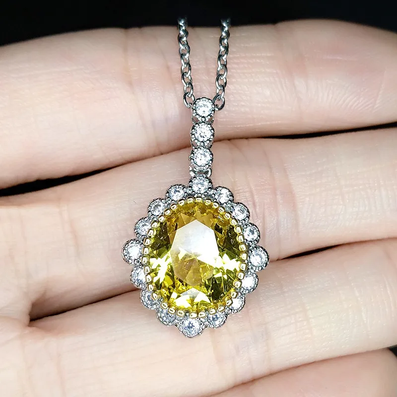 Hangende Europese en Amerikaanse stijl vrouwen geel kristallen bloem zirkoon diamant wit goud vergulde zoete ketting meisjes huwelijkse feest mode sieraden geschenken