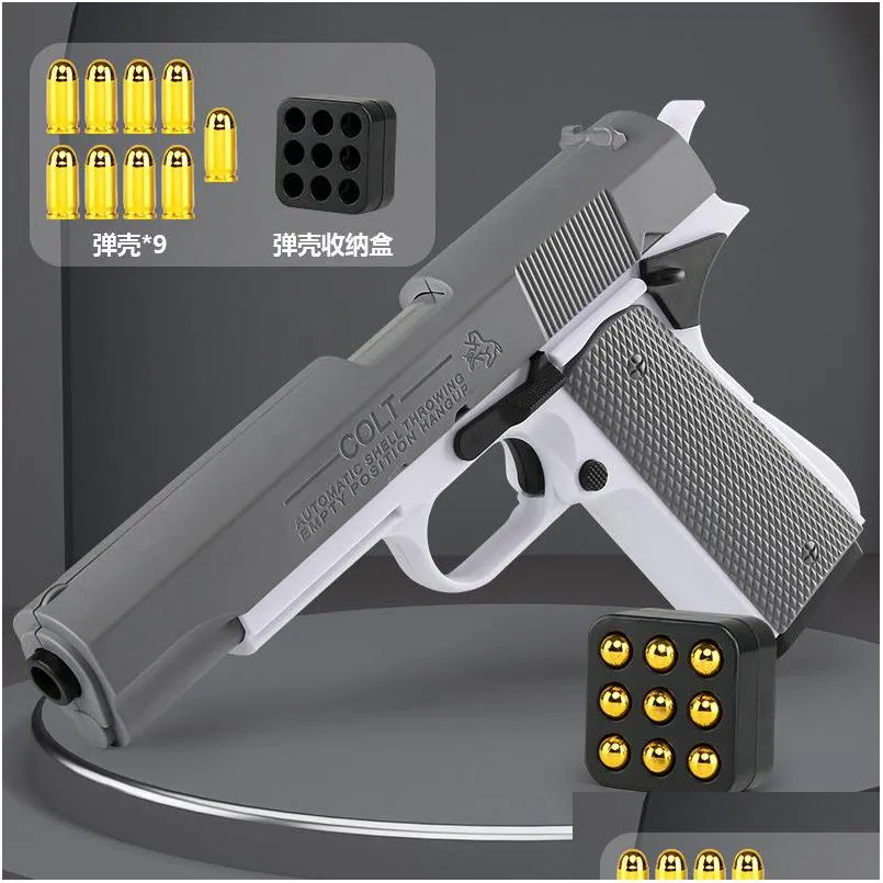 Gun Toys M1911 Colt Shell Throwing Pistol Blaster Manual Toy Shooting Safe Launcher Model For Adts Boys Kids Outdoor Games Birthday Dhbnj