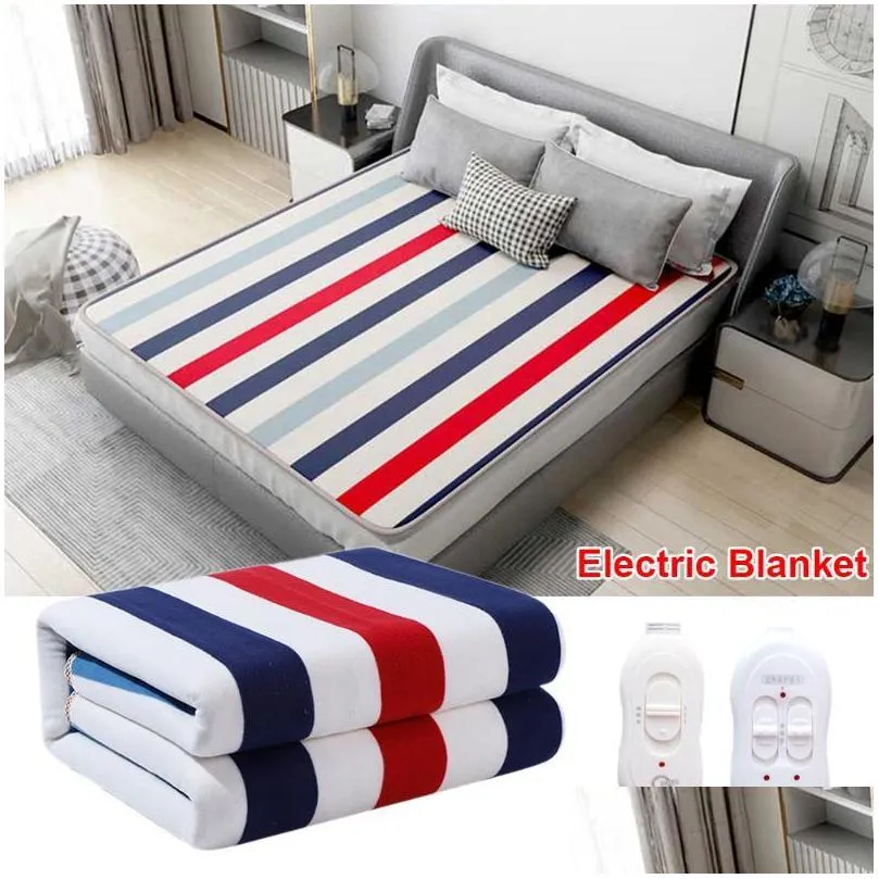 Blankets Euro Electric Blanket Heated Double Thermal 150 180Cm Adjustable Warmer Heating Drop Delivery Home Garden Textiles Dhkmk