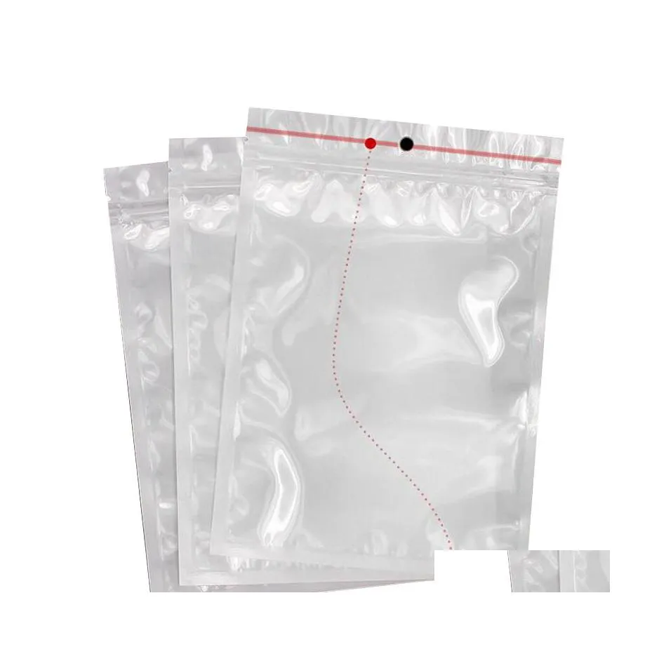 Packing Bags Small White Clear Zip Lock Plastic Package With Zipper Self Seal Transparent K Poly Packaging Bag Hang Hole Drop Delive Otzmd