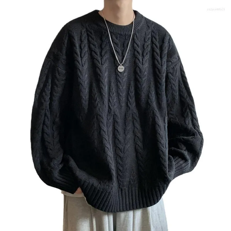 Maglioni da uomo Stili oversize pigri Pullover con collo tondo Autunno Capispalla in maglia a maniche lunghe Autunno Casual Taglia Plus Maglione maglione