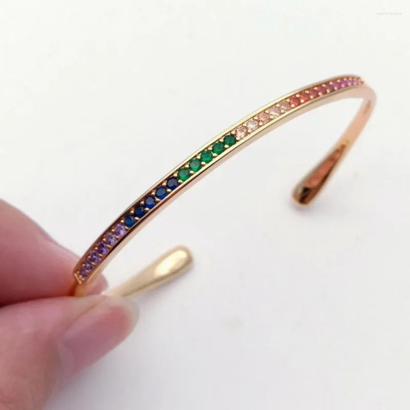 Bangle CZ Open Cubic Zirconia Colored Bracelets Luxury Gorgeous Women Multi Piece Stacking Band Bangles