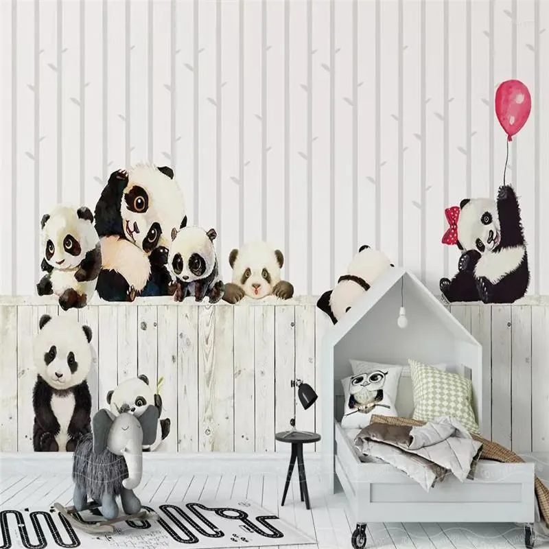 Обои мультфильм панда детская комната фоновый фоновый фон стены Профессиональное производство роспись оптовые обои плакат po