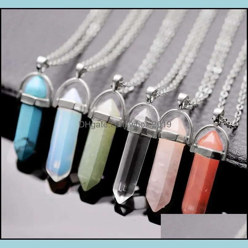 Pendant Necklaces Bk Charms Women Jewelry Opal Jade Natural Stone Glass Resin Quartz Healing Crystals Long Gold Chain Choker Drop De Dheok