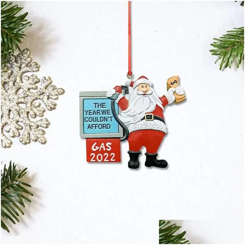 Juldekorationer gas 2022 Santa Claus Tree Decoration harts bensinskyltrum Dekor prydnader Pendant Drop Delivery Home Garde Dhikr