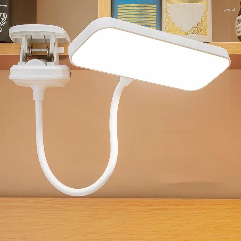 Lâmpadas de mesa Recarregam o estudo de cabeceira de cabeceira da lâmpada de LED 360 ° flexível com escurecimento por malha de clipe Night Light Night Night