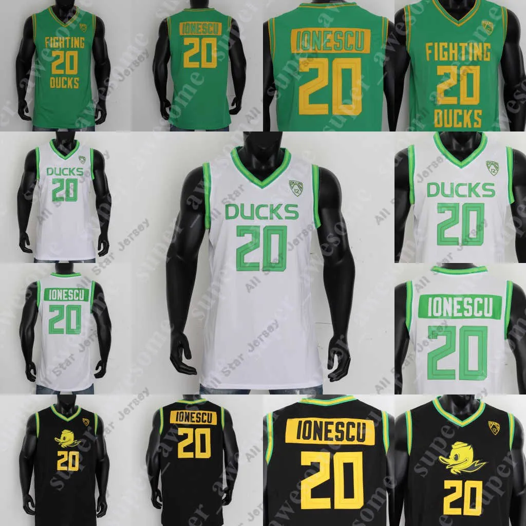 Basketbalshirts NCAA 20 Sabrina Ionescu Jersey Oregon Ducks Basketbalshirts Wit Groen Zwart Geel Gestikt