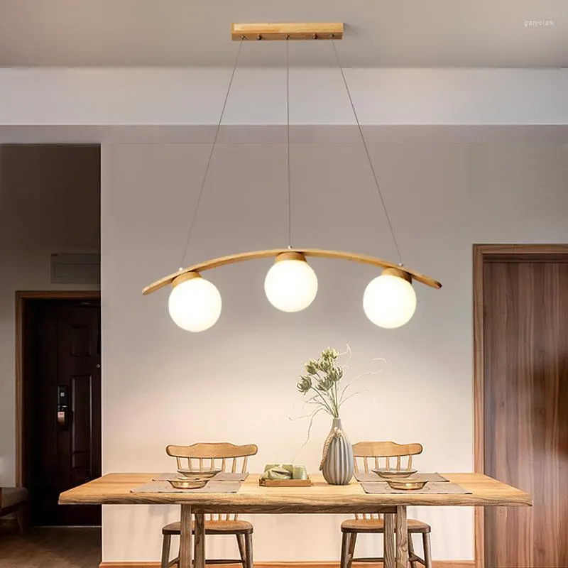 Pendants lampes en bois conception LED lustre pour salle à manger du bar de cuisine chambre à coucher lampe de plafond moderne style nordique e27 lumière