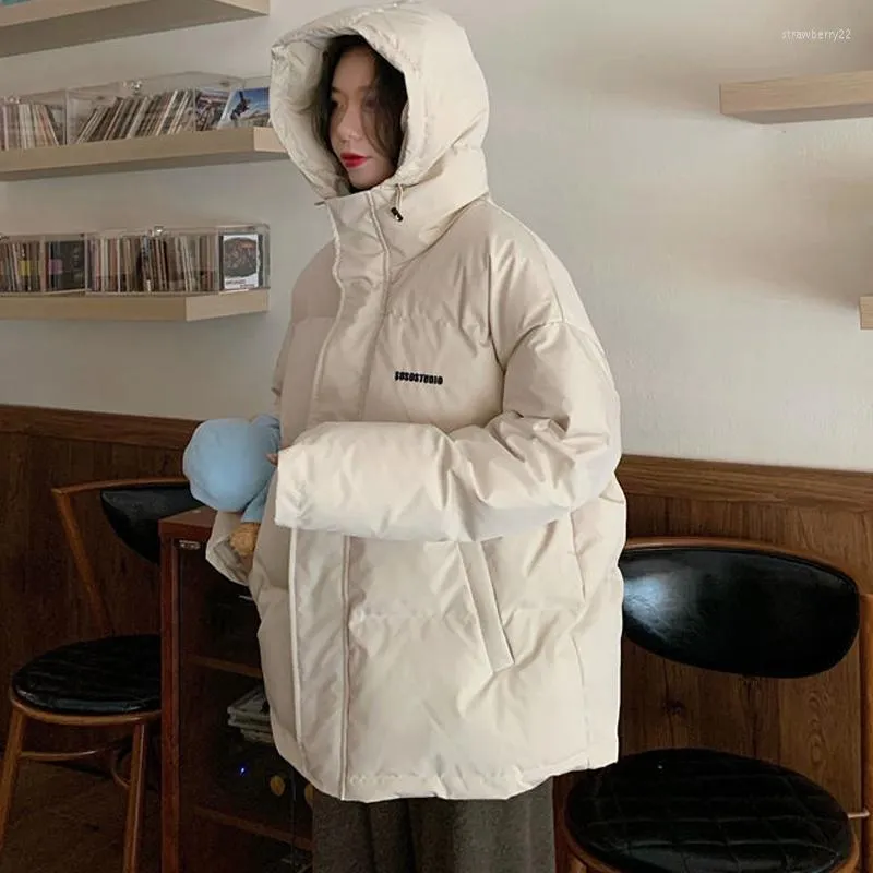 Women's Trench Coats Winter Clothes Women Warm Thick Fashion Hooded Parkas Purple Cotton Padded Lady Down Jacket Korean Elegant Zipper Y2k