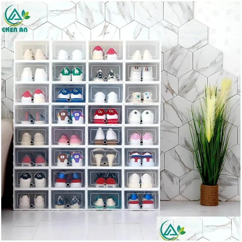 Storage Boxes Bins 6Pcs/Set Shoe Organizer Der Transparent Plastic Box Rec Pp Thickened Shoes Drop Delivery Home Garden Housekee O Dhayp