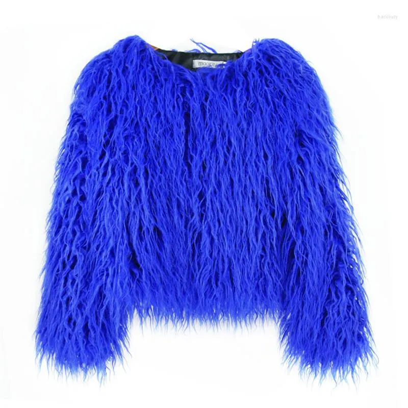 Women's Fur 2023 Fashion Colorful Faux Coats Women Korean Style Solid Mongolia Sheep Short Jackets Casual Tops Lady Outerwear