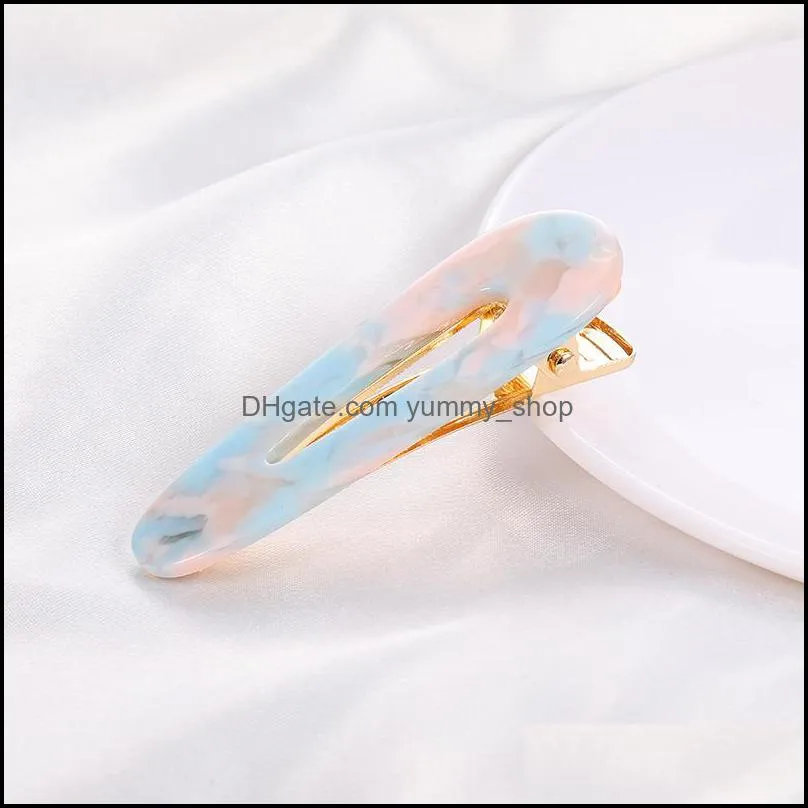 Hair Clips Barrettes Cute Style Acrylic Clip For Girls Women Water Drop Shape Leopard Marble Textured Geometric Barrette Hairpin A Dhsld