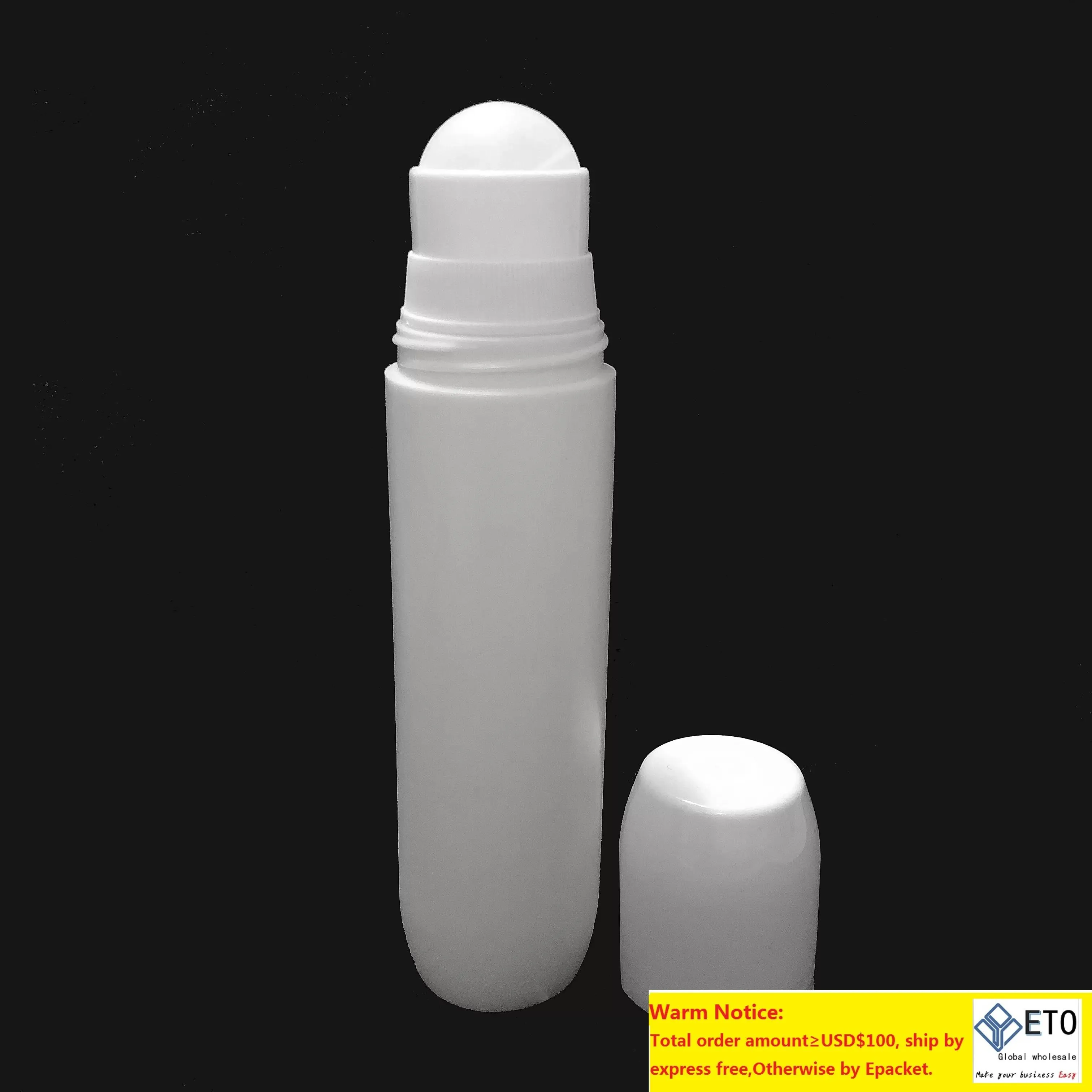 100 ml Vit plastvalsflaskor Deodorantflaskor Vit tom påfyllningsbar rull på flaskor för eteriska oljor Parfymkosmetika