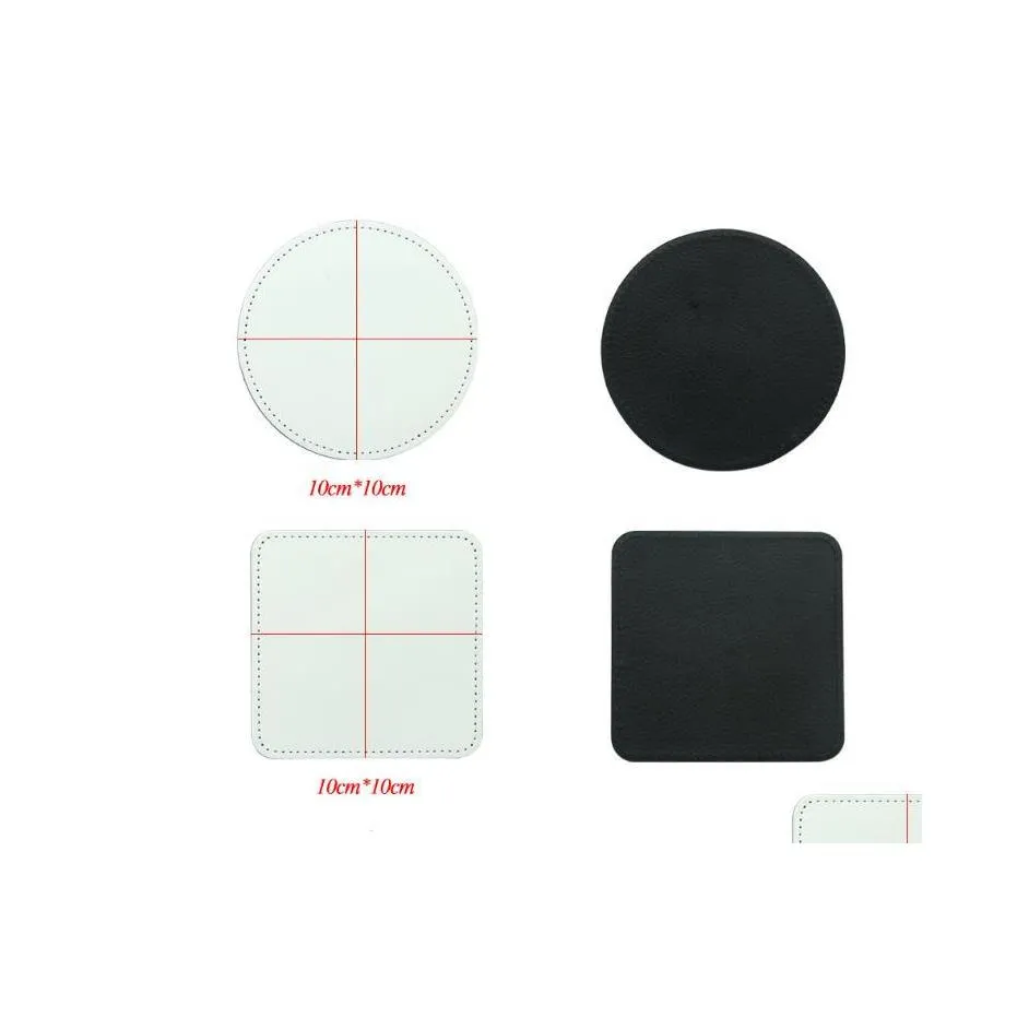 Mats Pads sublimação PU Coaster Coaster em branco Cup de chá de chá para impressão de transferência de bricolage personalizada Presente personalizado SN3641 Drop D DHBHD