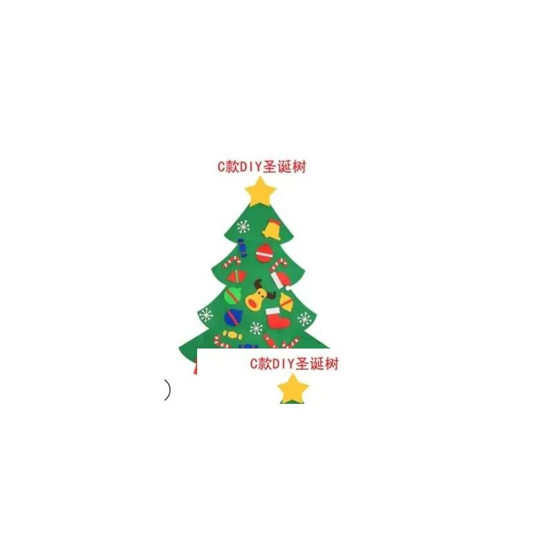 Juldekorationer Tresensionell stereo filt träd diy dörr vägg hängande gåvor navidad ornament nyår presenterar xmas hem dekor dhhmf