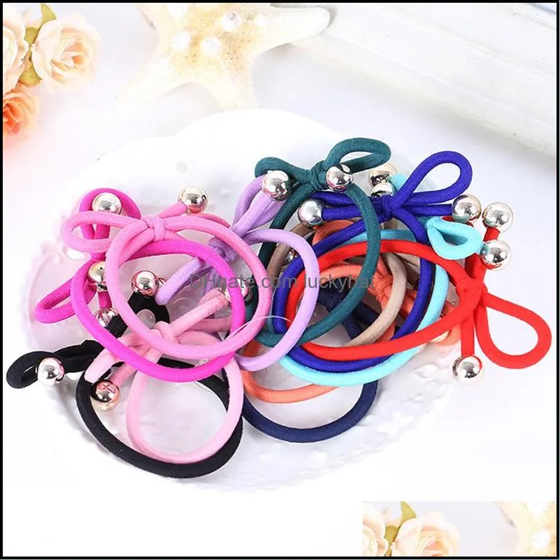 Ponny Tails Holder Elastic Hairband Cute Bow pannband Girl Scrunchie Hair Accessories Drop Leverans smycken Hairjewelry DHXBE