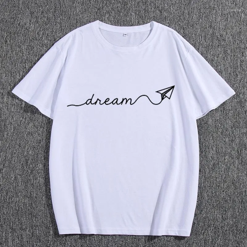 Men's T Shirts Summer Male Short Sleeve Cotton Shirt Paper Plane Letter Print Fashion Casual Loose Clothes Regular Graphic Tee Top