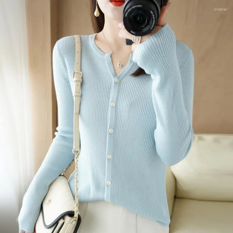 Women's Knits 2023 Spring And Autumn Style Small V-neck Woolen Cardigan Women's Knitted Top Winter Sweater Long Sleeve