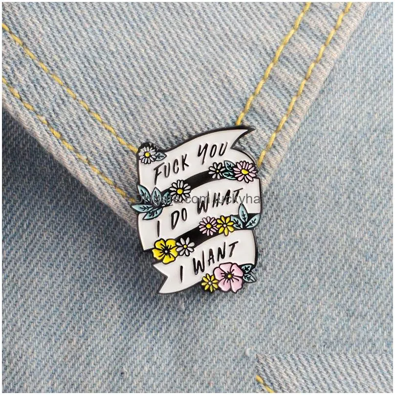 Pins Brooches Fashion Creative Cartoon English Alphabet Flower Letter Enamel Pins Alloy Brooch For Girls Denim Shirt Badge Jewelry Dhppi