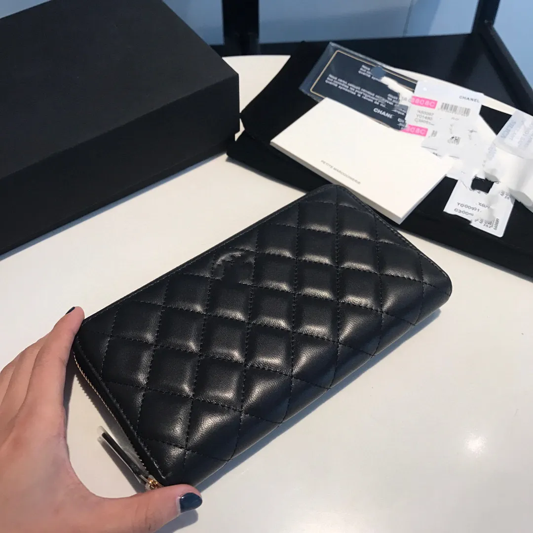 10A Brand Luxury Designer Fashion High Quality Ladies Flip Clutch Caviar Lambskin Wallet