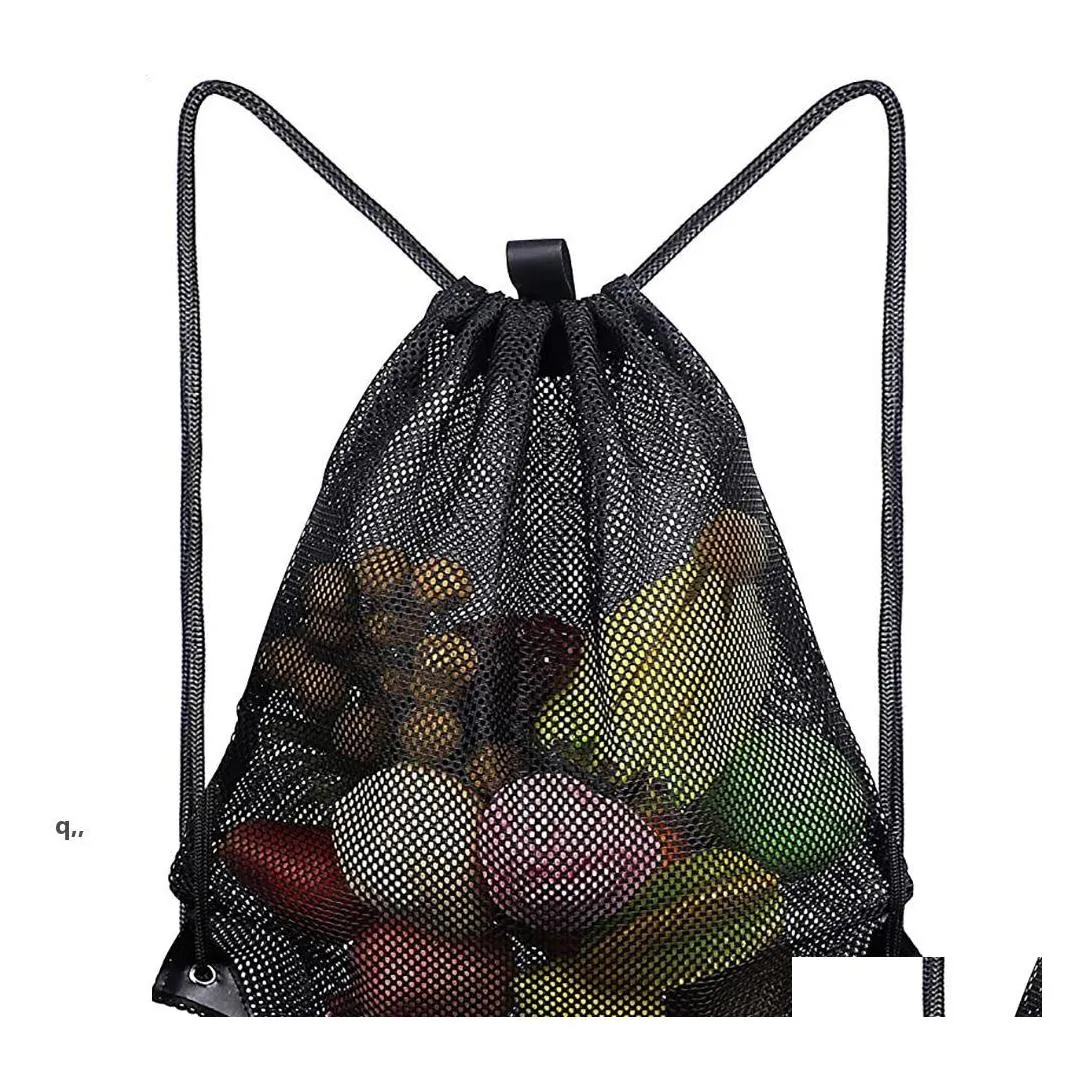 Storage Bags Home Reusable Shop Bag Fruit Vegetables Grocery Shopper Tool Mesh Fabric Dstring Sack Rrb14962 Drop Delivery Garden Hou Otk8T