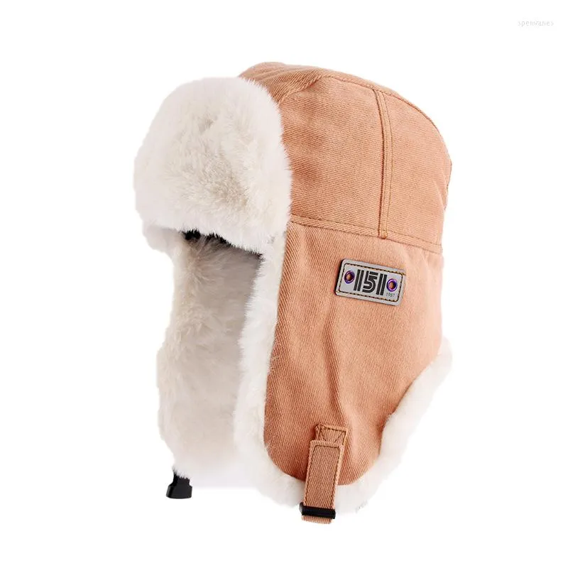 Boinas moda ushanka camurça piloto de inverno chapéu de pelúcia feminina espessada e quente russo evento de vento macio de ear -flafe de esqui ao ar livre masculino