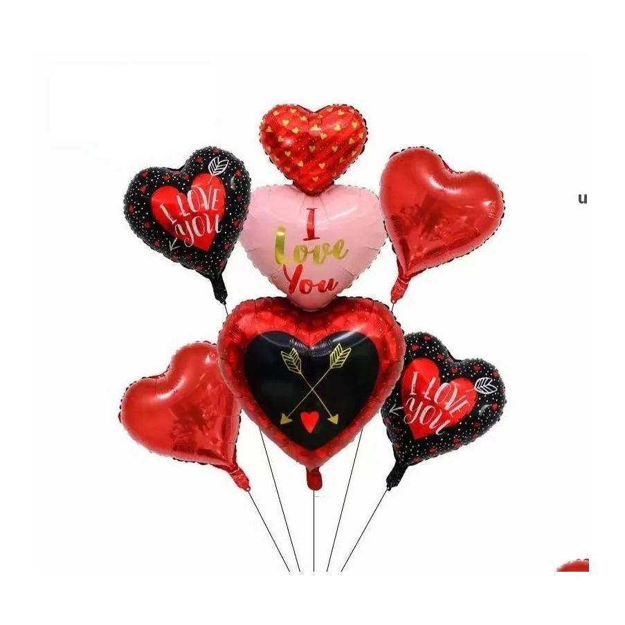 Décoration de fête 18 pouces or Sier coeur rouge amour ballon couleur pure feuille hélium ballon mariage saint valentin anniversaire fournitures goutte Ott7U