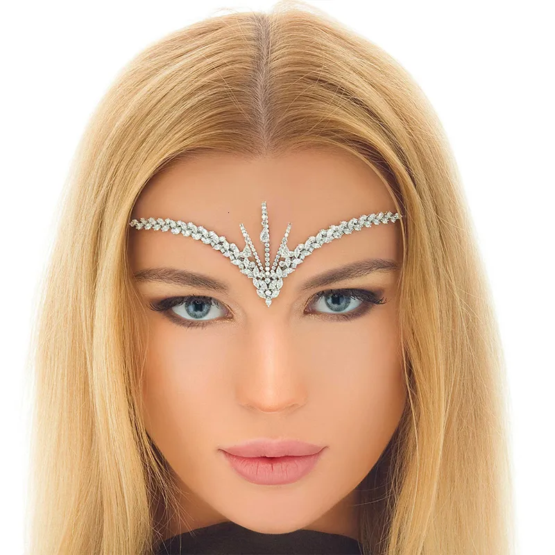 Wedding Hair Jewelry Stonefans Zircon Headband for Women Luxury Designer Indian Tiaras Boho Forehead Bride Accessories Gift 230112