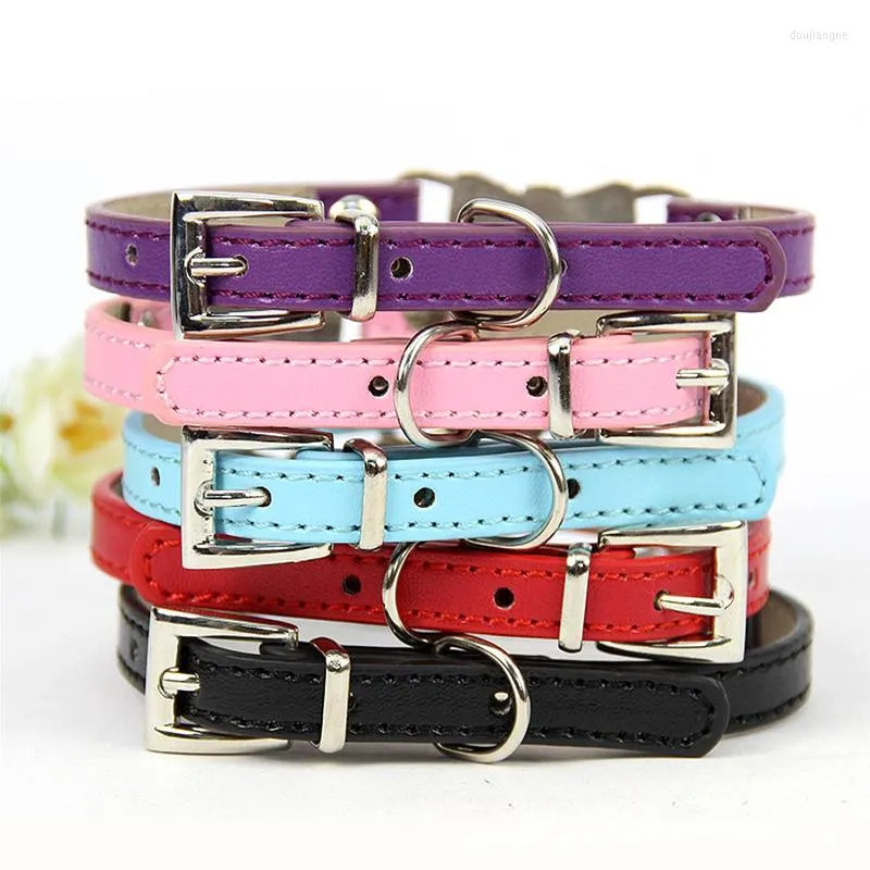 Colliers pour chiens 5 couleurs PU petits chiens nœuds papillon XS-M réglable couleur unie collier de chiot confortable Durable animaux fournitures accessoires