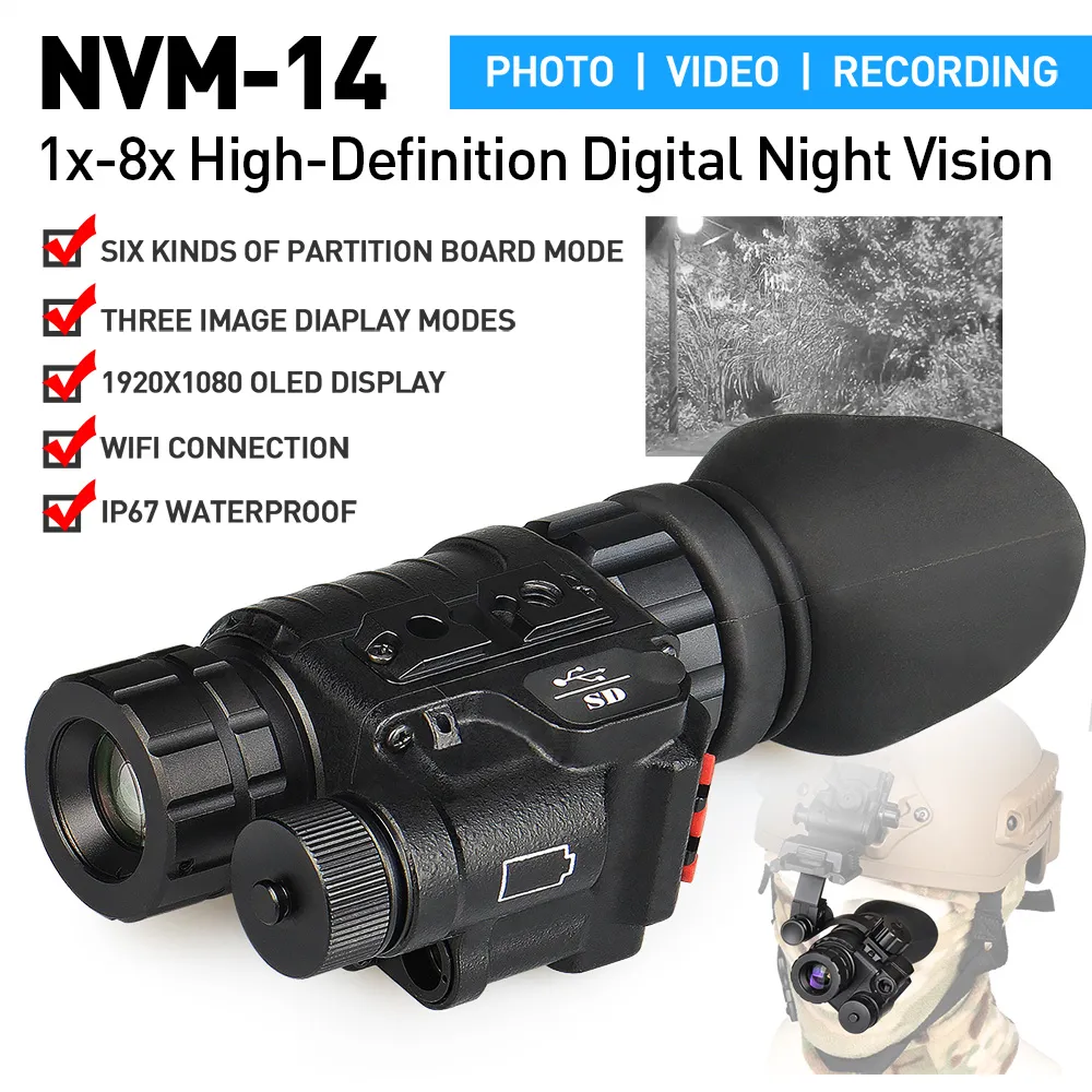 Jagende reikwijdte Night Vision Scope Monoculair NVG-apparaat HD 1x-8x Infrarood Digitale nachtbril CL27-0033