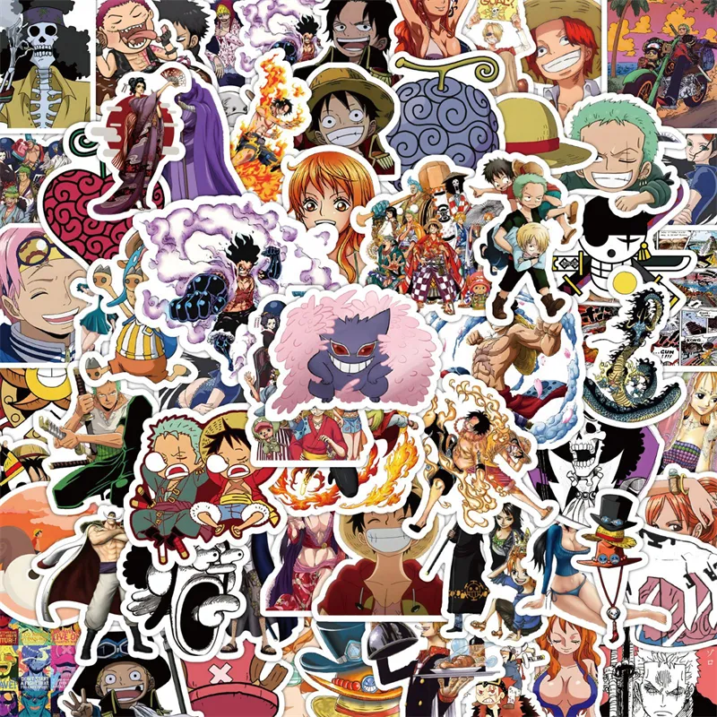 60Pcs Classical Anime One Piece Stickers Monkey D Luffy Nami Roronoa Zoro Graffiti Stickers for DIY Luggage Laptop Skateboard Motorcycle Bicycle Stickers