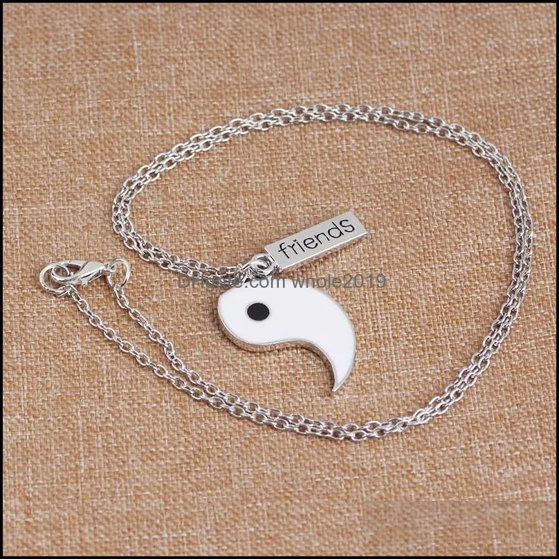 Pendant Necklaces Best Friends Necklace Yin Stitching Set Black White Couple Pair Chain Mens Gift Drop Delivery Jewelry Pendants Dheq5