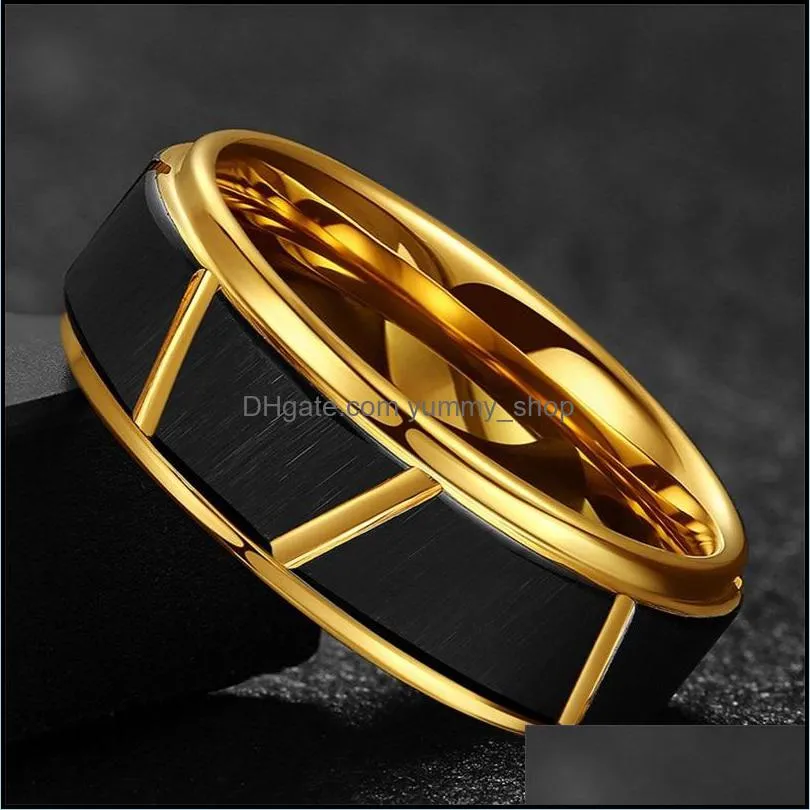 Cluster Rings Korean Tungsten Gold Ring For Men 815 R2 Drop Delivery Jewelry Dhtow